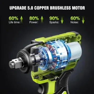 Robustrue 406Ft-lbs Cordless Impact Wrench with 2 Batteries
