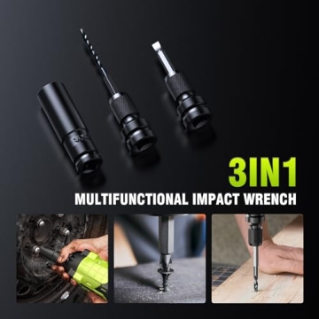 Robustrue 406Ft-lbs Cordless Impact Wrench with 2 Batteries