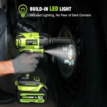 Robustrue 406Ft-lbs Cordless Impact Wrench with 2 Batteries
