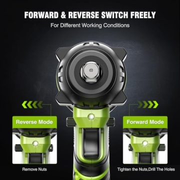 Robustrue 406Ft-lbs Cordless Impact Wrench with 2 Batteries