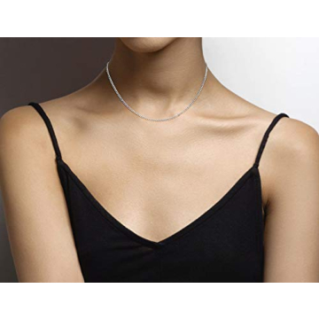 Miabella 925 Sterling Silver Curb Chain Necklace - Italian Design