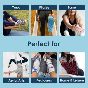 Tucketts Flow Toeless Non-Slip Grip Socks - Anti Skid Yoga, Barre, Pilates, Home & Leisure, Pedicure - S/M - 1 pair Mauve Pique