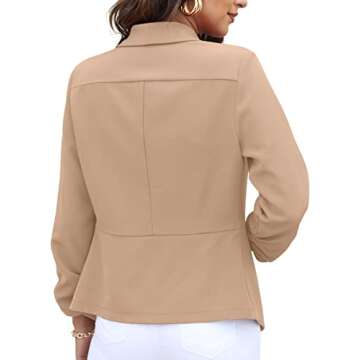 GRECERELLE Women's Office Blazer Jackets Long Sleeve Open Front Cardigan Casual Cropped Blazer Work ...