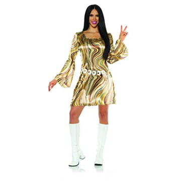 Underwraps Women's 1970's Costume Dress-Disco Chic in Warm Colors for Fun Events
