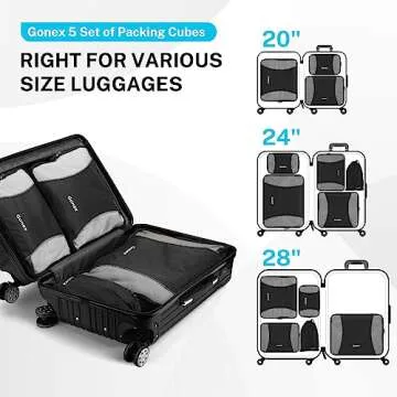 Gonex Packing Cubes for suitcase, 9 Set Lightweight Travel Luggage Packing Organizers with Laundry Bags Travel Essentials Travel Bags for Carry on Suitcases