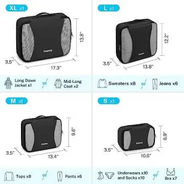 Gonex Packing Cubes for suitcase, 9 Set Lightweight Travel Luggage Packing Organizers with Laundry Bags Travel Essentials Travel Bags for Carry on Suitcases