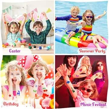 Temporary Glitter Tattoo Kids, Eleanore's Diary 31 Glitter Colors,165 Unique Stencils,2 Glue,4 Brushes,Adults & Kids Arts Glitter Make Up Kit, Gifts for Girls Boys Birthday Party Easter Festival