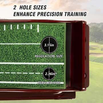 PGM Indoor Golf Putting Mat with Auto Ball Return – Crystal Velvet Putting Green with Distance Markers – Foldable Golf Mat for Home, Office, and Outdoor Practice – Perfect Golf Gift