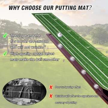 PGM Indoor Golf Putting Mat with Auto Ball Return – Crystal Velvet Putting Green with Distance Markers – Foldable Golf Mat for Home, Office, and Outdoor Practice – Perfect Golf Gift