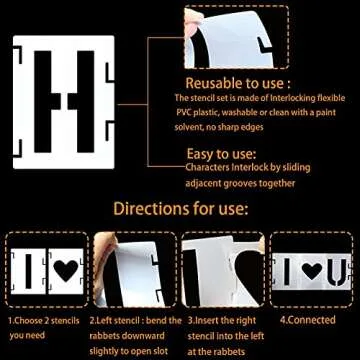 4 Inch Reusable Letter Stencil Craft Set for DIY Art