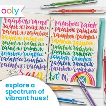 Ooly Calligraphy Duo - 12 Double Ended Calligraphy Pens for Writing & Hand Lettering, Dual Tip Calligraphy Pens for Beginners or Kids has 1 Brush Tip & 1 Chisel Tip Calligraphy Pen in Classic Colors