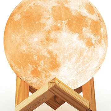 Moon Light Ehobroc Moon Lamp Moon Night Light 5.9 inch 3D Moon Lamp 3 Colors Moon Light Ball with Wo...