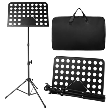 Portable Sheet Music Stand, Adjustable Music Stand with Carrying Bag, Folding Music Stand, Music Sta...