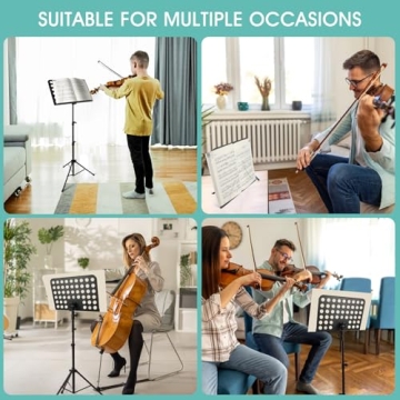 Portable Sheet Music Stand, Adjustable Music Stand with Carrying Bag, Folding Music Stand, Music Stand-Metal Professional, Fit for Travel, Band, Music Practice, Instrumental Performance