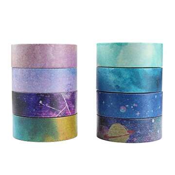 Molshine Set of 8 Washi Masking Tape - 23ft Rolls for Crafting, Journaling, DIY Projects and Gift Wr...