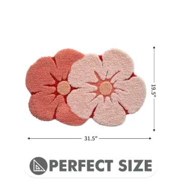 LUMI Flower Bath Rug, Funny Floral Bath Mat, Soft Plush Fluffy Red Rug, Absorbent, Non-Slip for Bath...
