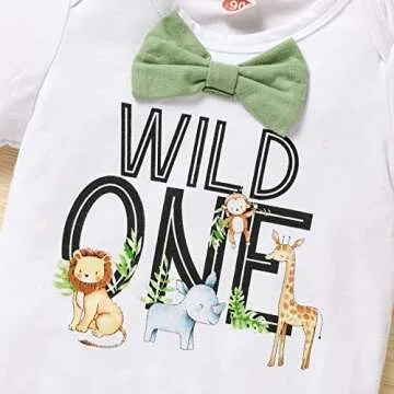 Wild One 1st Birthday Outfit for Baby Boys with Bowtie