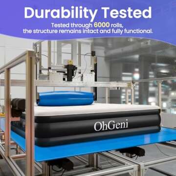 OhGeni Queen Air Mattress with Built in Pump, 18 Raised Blow Up Mattress, Low Noise Surface Portable Colchone Inflable, Air Bed for Home and Guest, Inflatable Mattress, Black