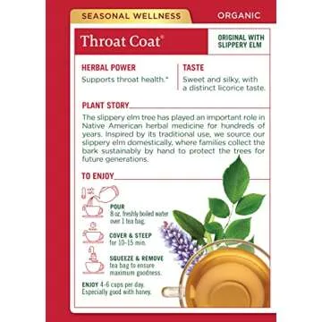 Traditional Medicinals Organic Throat Coat Herbal Tea, Supports Throat Health 16 Count (Pack of 1) Total 16 Count
