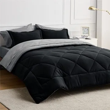 Bedsure Black Comforter Set - 7 Pieces for Queen Bed