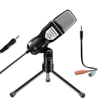 SOONHUA Condenser Microphone,Computer Microphone, 3.5MM Plug and Play Omnidirectional Mic with Deskt...