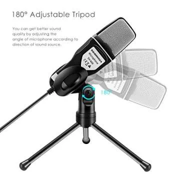 SOONHUA Condenser Microphone,Computer Microphone, 3.5MM Plug and Play Omnidirectional Mic with Desktop Stand for Gaming,YouTube Video,Recording Podcast,Studio,for PC,Laptop,Tablet,Phone