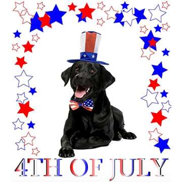 Vehomy Pet Dog Independence Day Costume - Uncle Sam Dog Top Hat and American Flag Dog Bow tie Collar...
