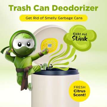 Trash Ninja Trash Can Deodorizer - Garbage Can Deodorizer with Activated Charcoal, Reusable Trash Ca...