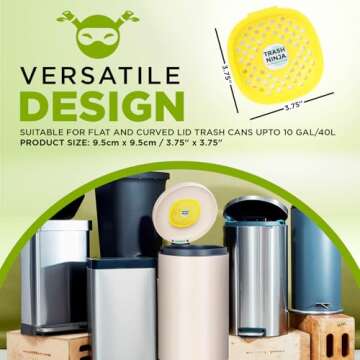 Trash Ninja Trash Can Deodorizer - Garbage Can Deodorizer with Activated Charcoal, Reusable Trash Can Odor Eliminator, Stick On Garbage Can Air Freshener, Trash Deodorizer with a Fresh Citrus Scent