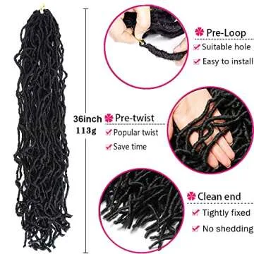 Soft New Faux Locs Super Long Goddess Crochet Hair 36 Inch #1B - 6 Packs