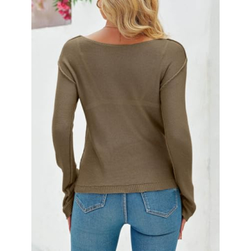 Imily Bela Women's Boat Neck Long Sleeve Lightweight Pullover