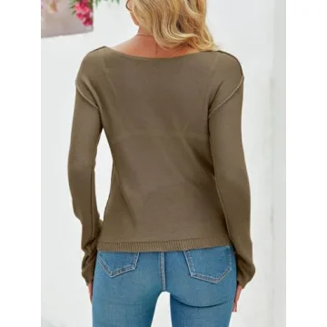 Imily Bela Women's Boat Neck Long Sleeve Lightweight Pullover