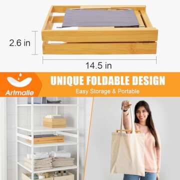 Artmalle Luxury Bathtub Caddy Tray for Tub - Foldable Bamboo Bath Table Tray with Book and Wine Glass Holder, Expandable Bathroom Accessories for Spa or Reading Lite Style