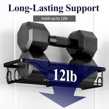 Kitsure Shower Caddy Large - Adhesive Shower Organizer, Stainless Steel Shower Shelf for Inside Shower, No Drill Bathroom Organizers and Storage, Home Decor Accessories, 2 Pack, Black