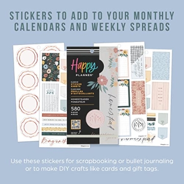 Happy Planner Sticker Pack - 580 Colorful Stickers for Organizing