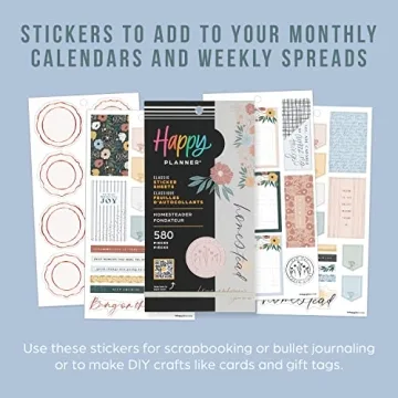 Happy Planner Sticker Pack - 580 Colorful Stickers for Organizing