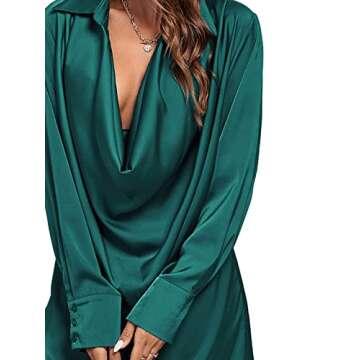 LYANER Satin Flowy V-Neck Dress for Women and Girls