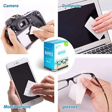 Lens Cleaning Wipes 250 Individually Wrapped Pre-Moistened Screen Cleaner, Safely Streak-Free Clean Glasses for Eyeglasses, Tablets, Camera, Phone