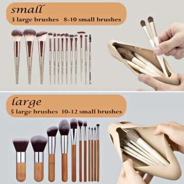 Travel Essentials Makeup Brush Holder, Portable Make Up Brush Organizer Travel Case, Silicone Makeup Brush Bag Small Pouch, Waterproof and Easy to Clean Cosmetic Brush Covers Khaki