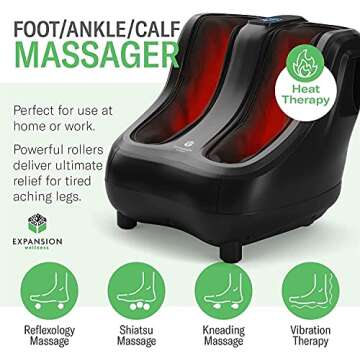 KoolerThings Shiatsu Heated Foot and Calf Massager - Ultimate Relief for Sore Feet and Legs