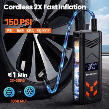 Portable Jump Starter with Air Compressor, 3000A Car Battery Jumper Starter Battery Pack, Jump Box for Car with 150PSI Auto Off Tire Inflator, 12V Car Battery Booster Pack with LCD Display, Light