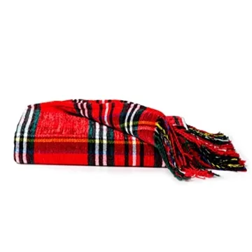 Bedsure Plaid Chenille Blanket Soft Decorative Throw Red