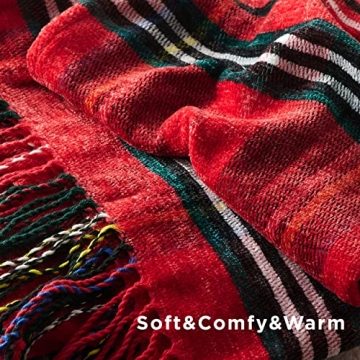 Bedsure Plaid Chenille Blanket Soft Decorative Throw Red