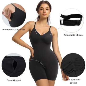 Premium SHAPERX Tummy Control Bodysuit for Women