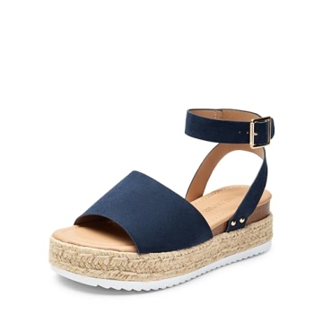 DREAM PAIRS Women's Comfortable Platform Espadrilles, Chic Ankle Strap Wedge Sandals