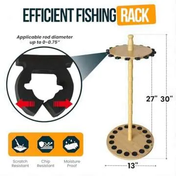 Rush Creek Fishing Rod Holder - Organize 16 Rods Easily