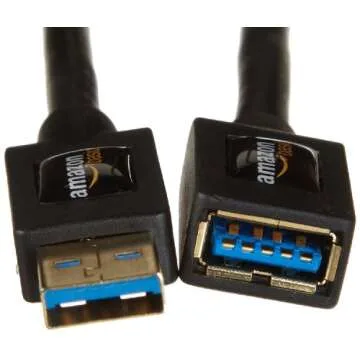 Amazon Basics USB-A 3.0 Extension Cable, 4.8Gbps High-Speed, Male to Female Gold-Plated Connectors, 6.5 Foot, Black
