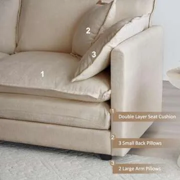 Tmsan 2 Piece Living Room Furniture Set, Chenille Deep Seat Loveseat and Sofa Set, Modern Luxury Sectional Cloud Couches for Apartment Office