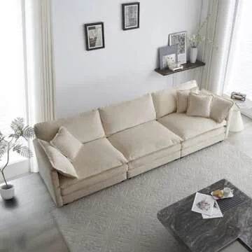 Tmsan 2 Piece Living Room Furniture Set, Chenille Deep Seat Loveseat and Sofa Set, Modern Luxury Sectional Cloud Couches for Apartment Office