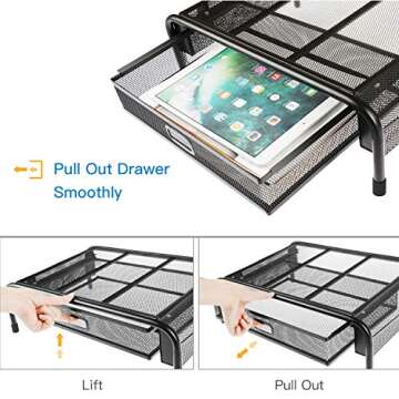 HUANUO Monitor Stand Riser with Drawer for All Devices